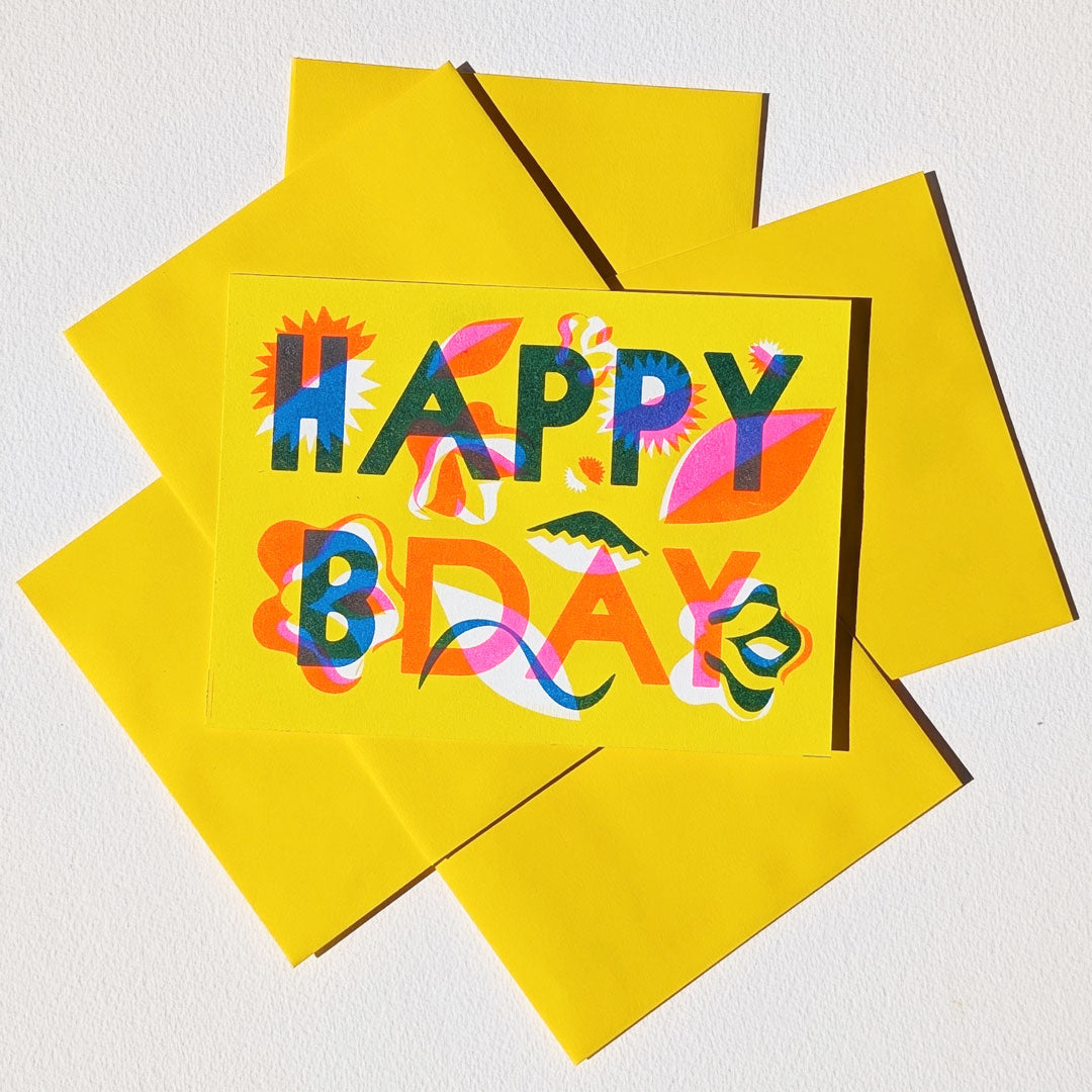 Beautifully Illustrated Bday Cards (Risograph)